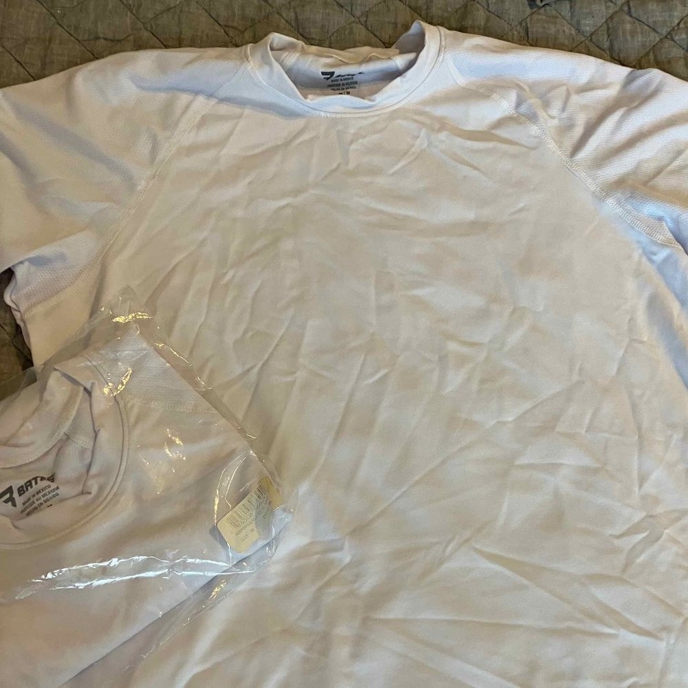 Bates - White Short Sleeved Base Layer MOISTURE WICKING CREW NECK TEE (2-shirts)